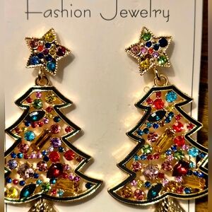 Christmas Tree Dangle Earrings For Pierced Ears